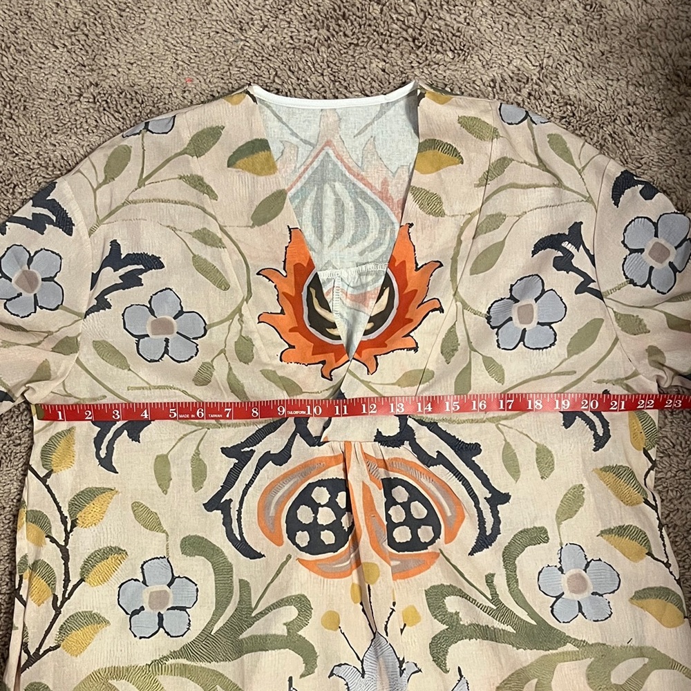 Chrisflo Floral Midi Dress in Cream and Orange NWOT Size XL - Picture 2 of 7